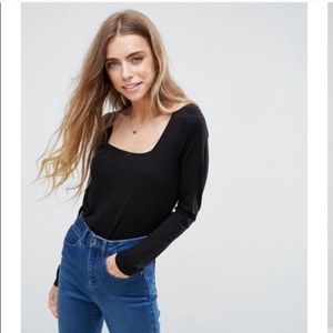 ASOS black square neck top